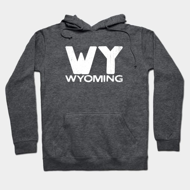 WY Wyoming Vintage State Typography Hoodie by Commykaze